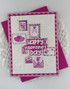 Handmade greeting card with envelopes and hearts on it with happy valentine's day sentiment on it.