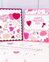 Two handmade greeting cards with hearts and keys on each with happy valentine's day sentiments on each.