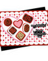 Handmade greeting card with heart on it and chocolates with hey sweetie sentiment and happy valentine's day sentiment on it.