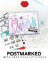 Graphic of Postmarked with Love product bundle which includes papercrafting supplies.