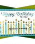 Handmade greeting card with candles on it and happy birthday age is just a number sentiment on it.