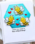 Handmade greeting card with bees on it and hope you have a bee-utiful day sentiment on it.