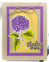 Handmade greeting card with flowers on it and thinking of you sentiment on it.