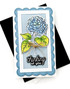 Handmade greeting card with flowers on it and thinking of you sentiment on it.
