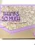 Handmade greeting card with meadow on it and thanks so much sentiment on it.