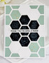 Handmade greeting card with hexagons on it and thank you for being a friend sentiment on it.