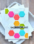 Handmade greeting card with hexagons on it and feel brighter soon sentiment on it.