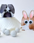 Image of two handmade papercrafted bunnies.