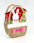 Handmade paper basket with a bunny in it for easter.