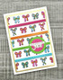 Handmade greeting card with bows on it and celebrating you sentiment on it.