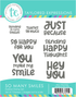 Graphic of So Many Smiles Stamp Set which has sentiments used for papercrafting.
