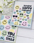 Two handmade greeting cards with smiley faces on both and different uplifting sentiments on each.