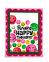Handmade greeting card with smiley faces on it and sending happy thoughts sentiment on it.