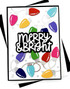 Handmade greeting card with festive lights on it and merry & bright sentiment on it.