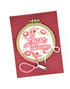 Handmade greeting card with embroidery on it and love you sew much sentiment on it.