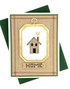 Handmade greeting card with house on it and home sentiment on it.