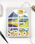 Handmade greeting card with window on it and thinking of you today sentiment on it.