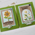 Two handmade greeting cards with flowers on each and different themed plant sentiments on each.