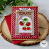 Handmade greeting card with tomatoes on it  and scatter seeds of kindness sentiment on it.
