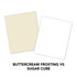 Graphic of TE Premium Cardstock - Buttercream Frosting being compared to Sugar Cube.
