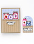 Handmade greeting card and matching tag with jam on each and different sentiments on each.