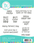 Graphic oof Grill Master Rubber Stamp Set that includes 10 sentiments for papercrafting.