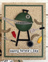 Handmade greeting card with apron on it and happy father's day sentiment on it.