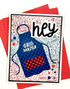 Handmade greeting card with apron on it and hey, grill masters sentiment on it.