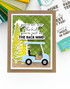 Handmade greeting card with golf cart on it and you're not over the hill.. you're just on the back nine sentiment on it.
