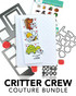 Graphic of Critter Crew Couture bundle which includes steel dies and stamps for papercrafting.