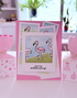 Handmade greeting card with flamingo on it and you're outstanding sentiment on it.