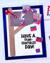 Handmade greeting card with mailbox on it and have a star-spangled day sentiment on it.