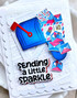 Handmade greeting card with mailbox on it and sending a little sparkle sentiment on it.