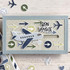 Handmade greeting card with plane on it and bon voyage sentiment on it.