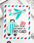 Handmade greeting card with a plane on it and hope your birthday is first-class sentiment on it.