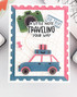 Handmade greeting card with car on it and a little note traveling your way sentiment on it.