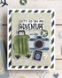 Handmade greeting card with suitcase on it it and let's go on an adventure sentiment on it.
