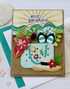 Handmade greeting card that is beach themed with hello sunshine sentiment on it.