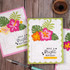 Two handmade greeting cards with flowers on each and have a bright birthday sentiment on it.