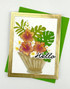 Handmade greeting card with flowers on it and hello sentiment on it.