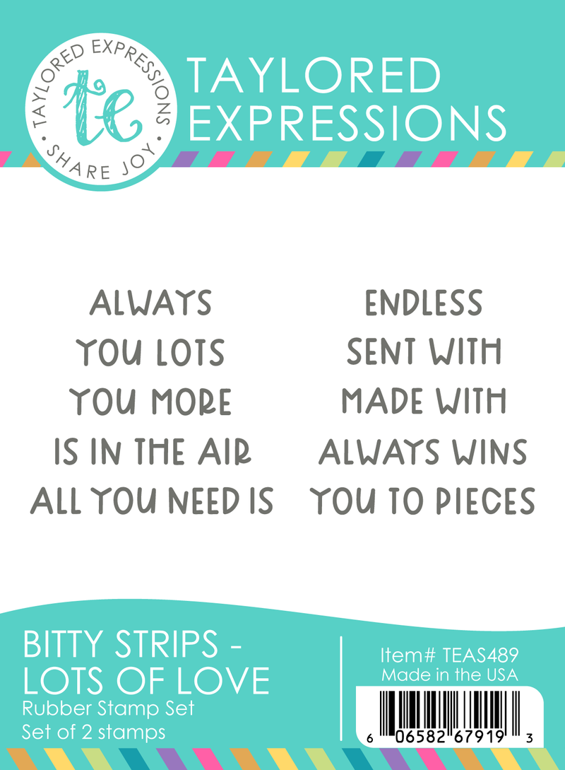 Graphic of Bitty Strips - Lots of Love which is a stamp used for papercrafting.
