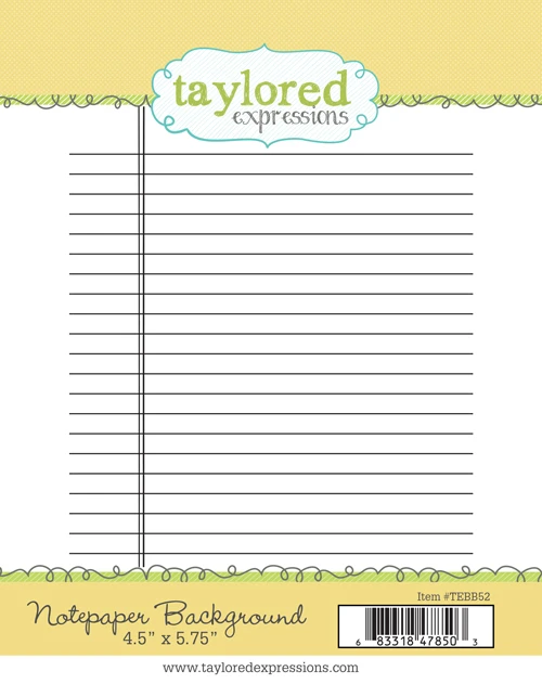 Graphic of notepaper background red rubber stamp for paper crafting.