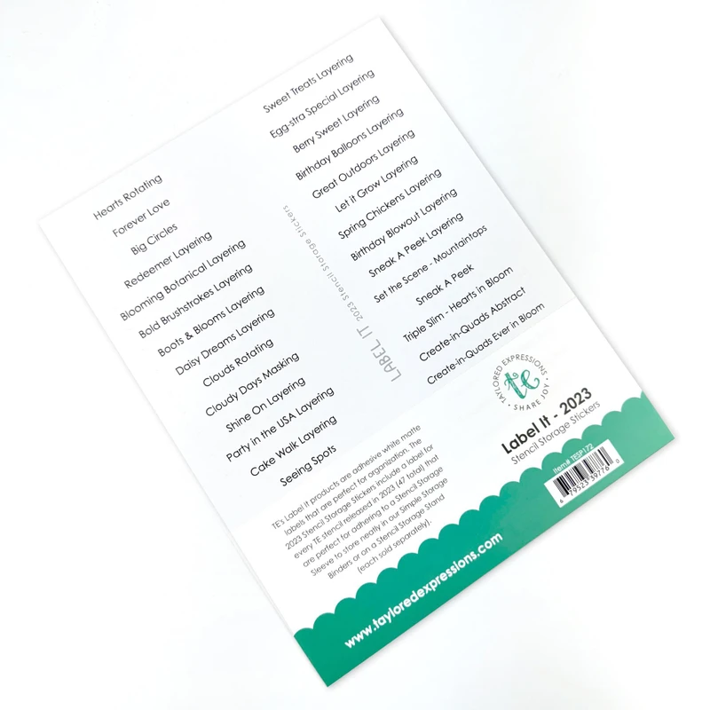 Label It - 2023 Stencil Storage Stickers