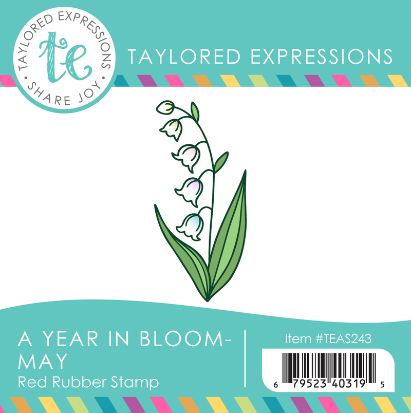 Graphic of a year in bloom stamp - may red rubber stamp of a flower for paper crafting.
