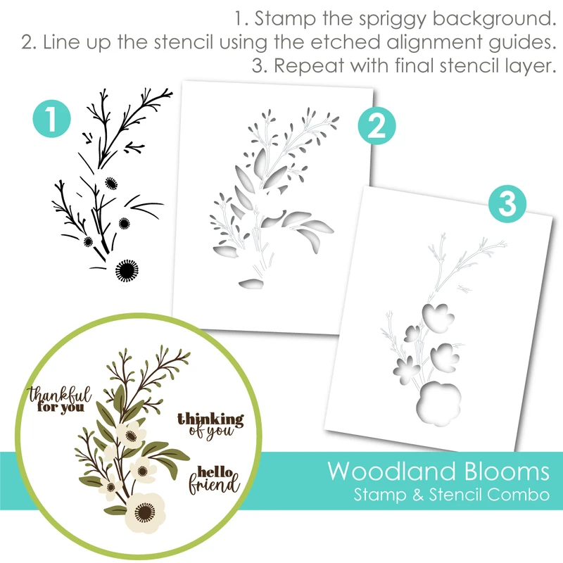 Woodland Blooms Stamp & Stencil Combo