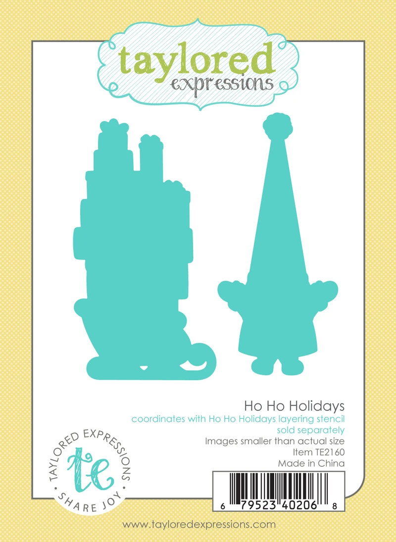 Graphic of Ho Ho Holidays steel die that cuts out a sled with presents on it and a santa clause for papercrafting.