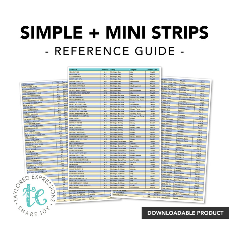 Simple & Mini Strips Reference Guide - Digital Download
