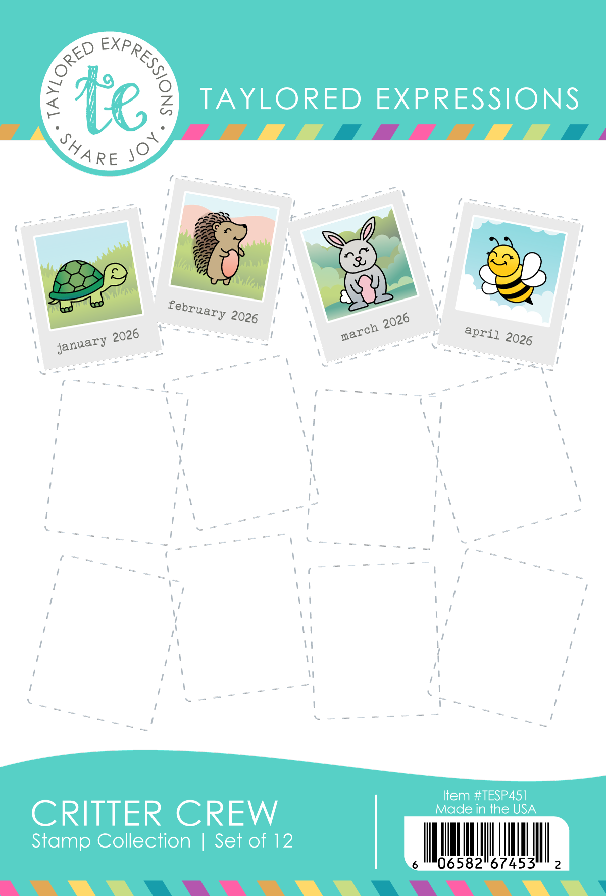 A Year In Bloom Stamp Panel with first seven month flowers shown.