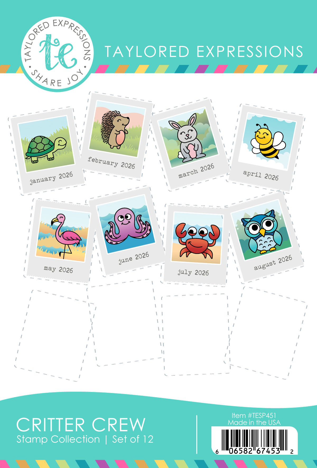 A Year In Bloom Stamp Panel with first seven month flowers shown.