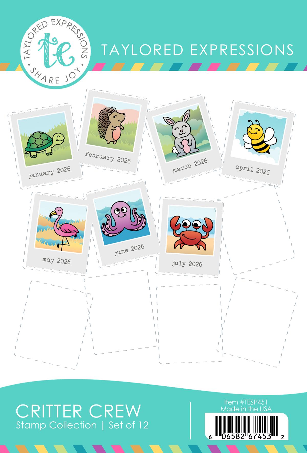 A Year In Bloom Stamp Panel with first seven month flowers shown.